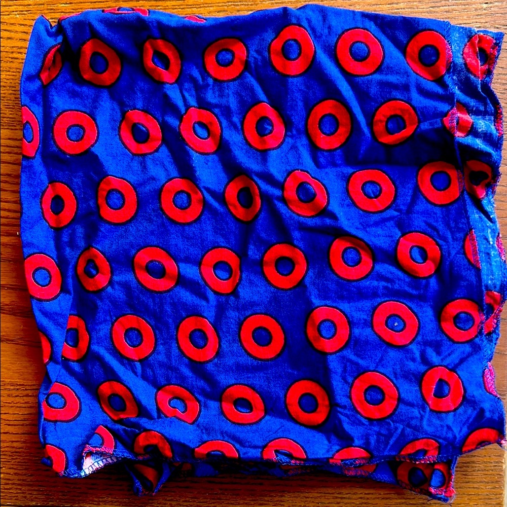 Phish bandana 

Classic red and blue donut pattern 

20” x 20”